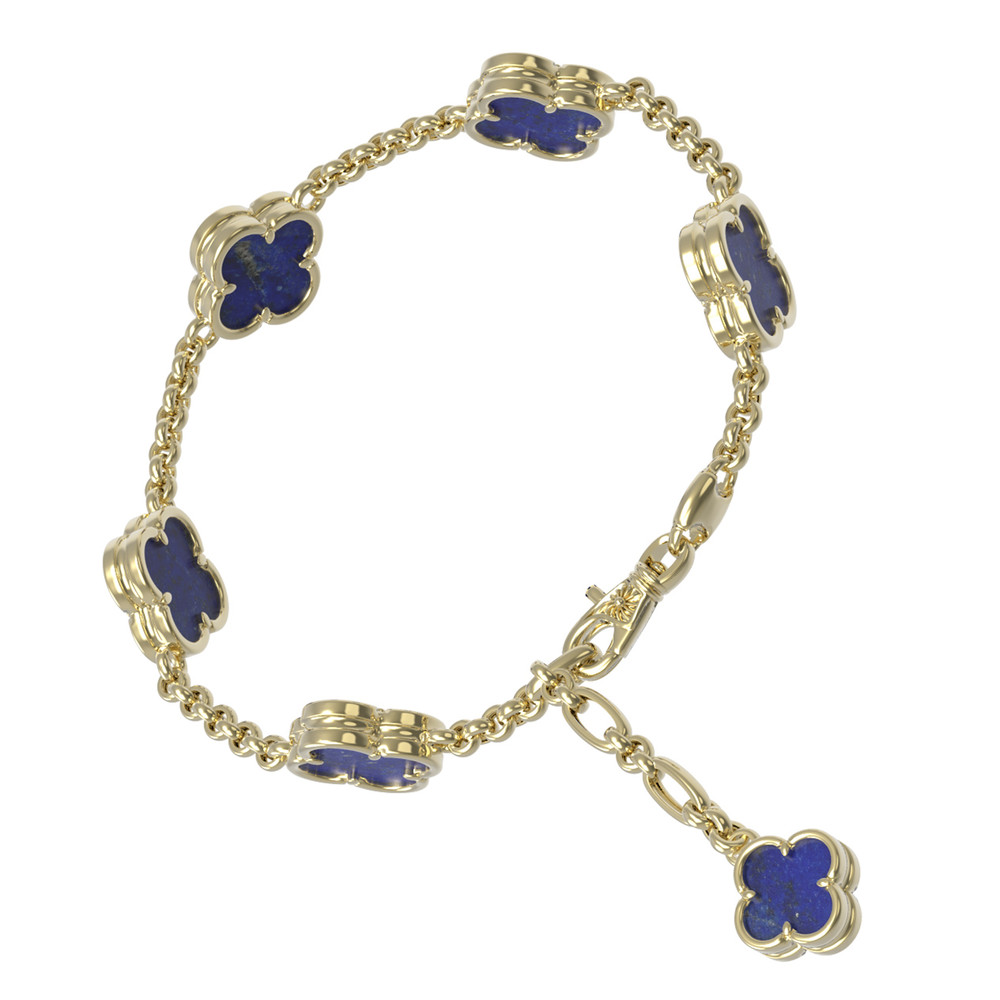 Браслет из лимонного золота 585 пробы c лазуритом