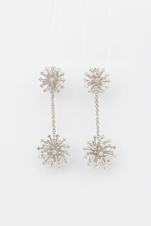 Серьги из белого золота 585 пробы c бриллиантами