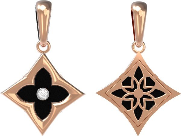 Подвеска из золота c бриллиантами и ониксом