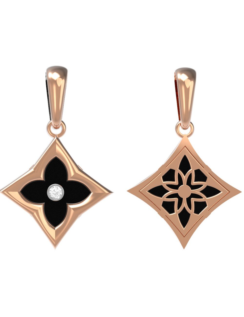 Подвеска из золота c бриллиантами и ониксом