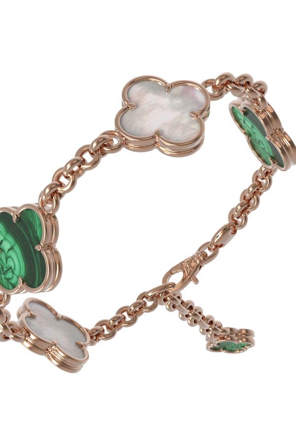 Браслет из золота c малахитом и перламутром