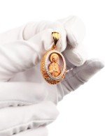 Образок из золота c бриллиантами и перламутром