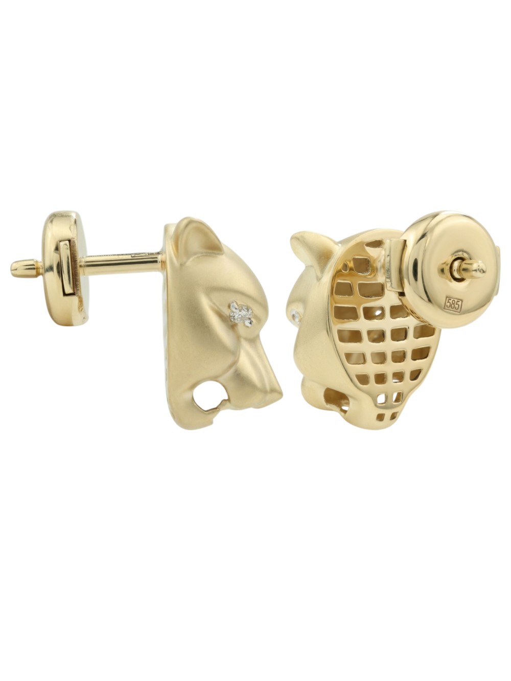 Серьги из лимонного золота 585 пробы c бриллиантами