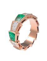 Кольцо из золота c бриллиантами и малахитом