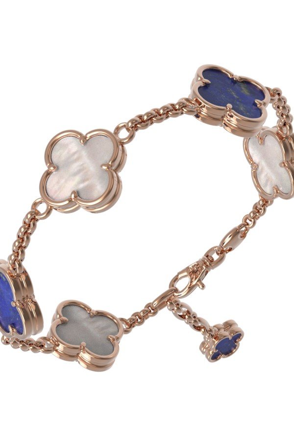 Браслет из золота c лазуритом и перламутром