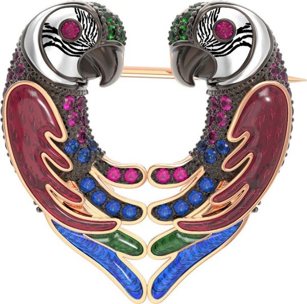 Брошь из золота c эмалью и фианитом