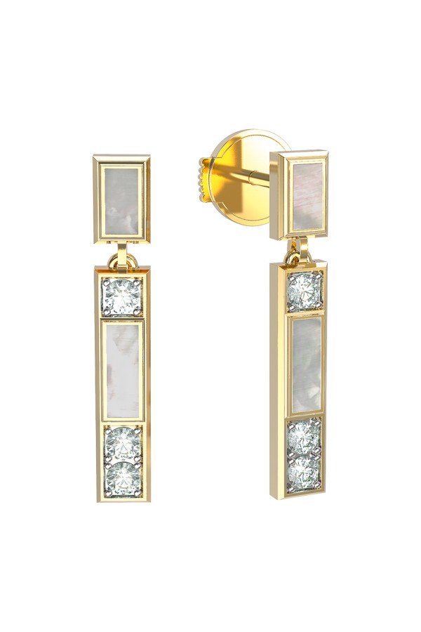 Серьги из лимонного золота c бриллиантами и перламутром