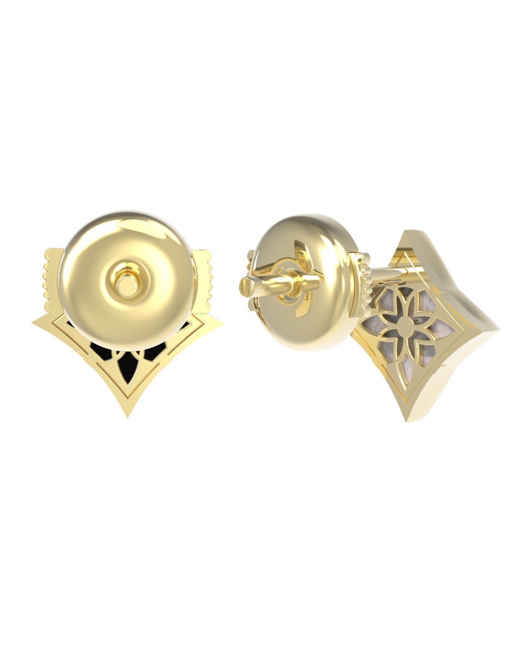 Серьги из лимонного золота c ониксом и перламутром