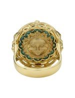 Кольцо из лимонного золота c бирюзой и лазуритом