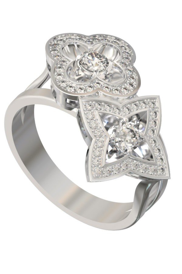 Кольцо из белого золота c бриллиантами