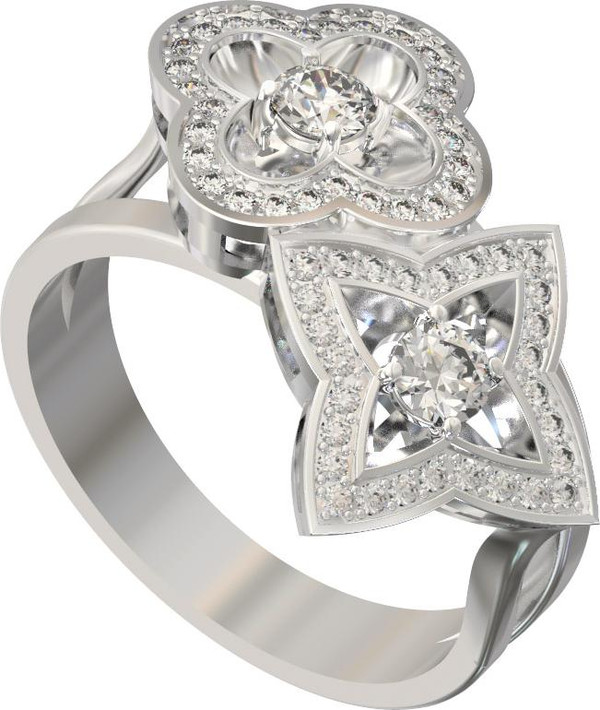 Кольцо из белого золота 585 пробы c бриллиантами