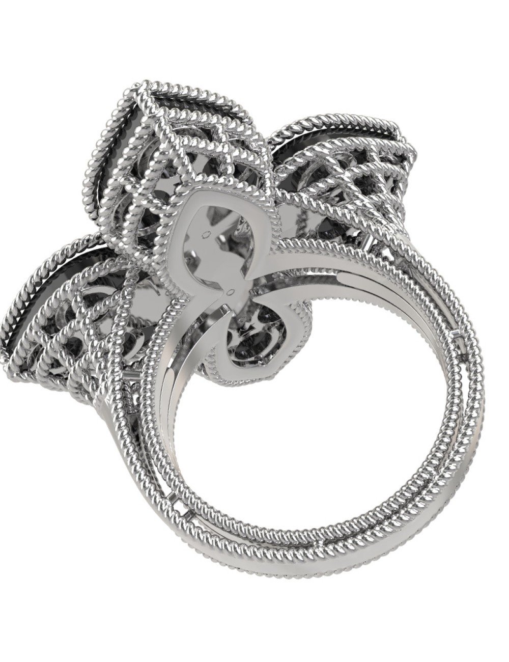 Кольцо из белого золота c бриллиантами и ониксом