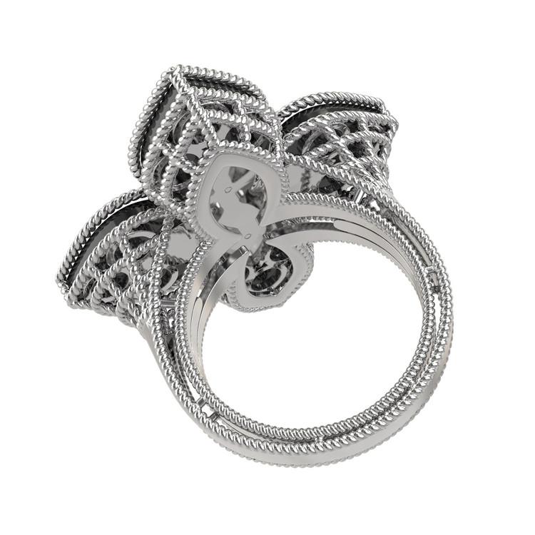 Кольцо из белого золота 585 пробы c бриллиантами и ониксом