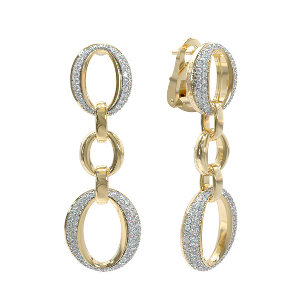 Серьги из лимонного золота 585 пробы c бриллиантами