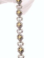 Браслет из серебра и золота c ониксом и рубином