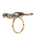 Кольцо из золота c эмалью и фианитом