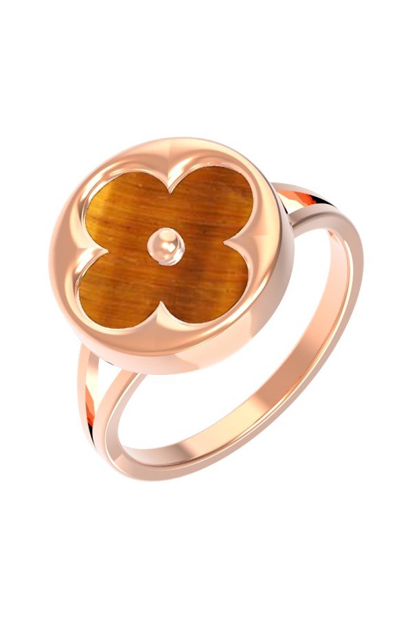 Кольцо из золота c тигровым глазом