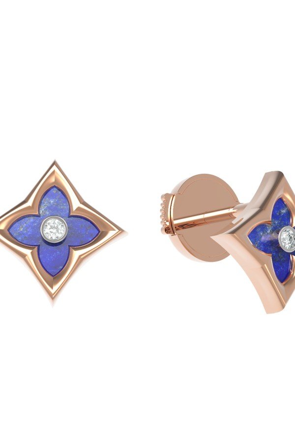 Серьги из золота c бриллиантами и лазуритом