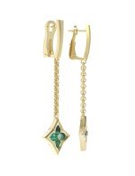 Серьги из лимонного золота c бриллиантами и малахитом