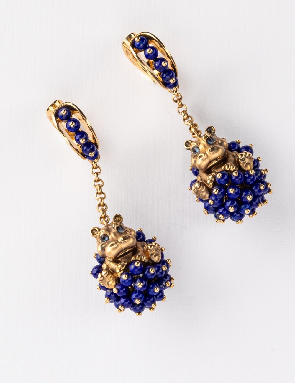 Серьги из золота c эмалью и лазуритом