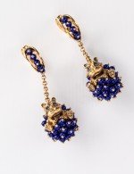 Серьги из золота c эмалью и лазуритом