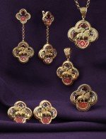 Подвеска из лимонного золота c эмалью и перламутром