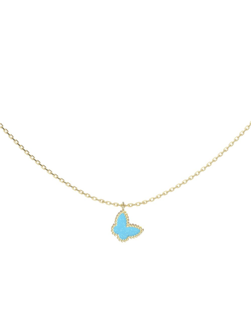 Колье из лимонного золота c бирюзой