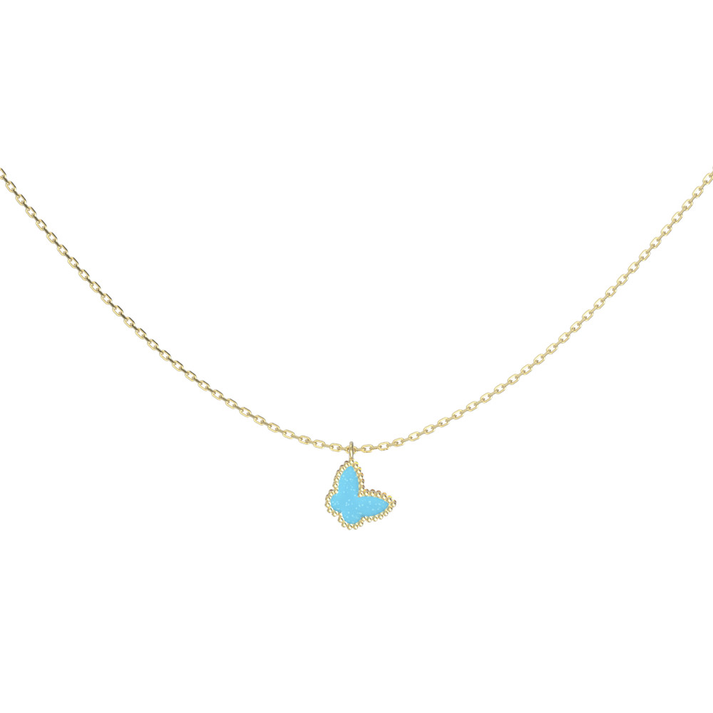 Колье из лимонного золота 585 пробы c бирюзой