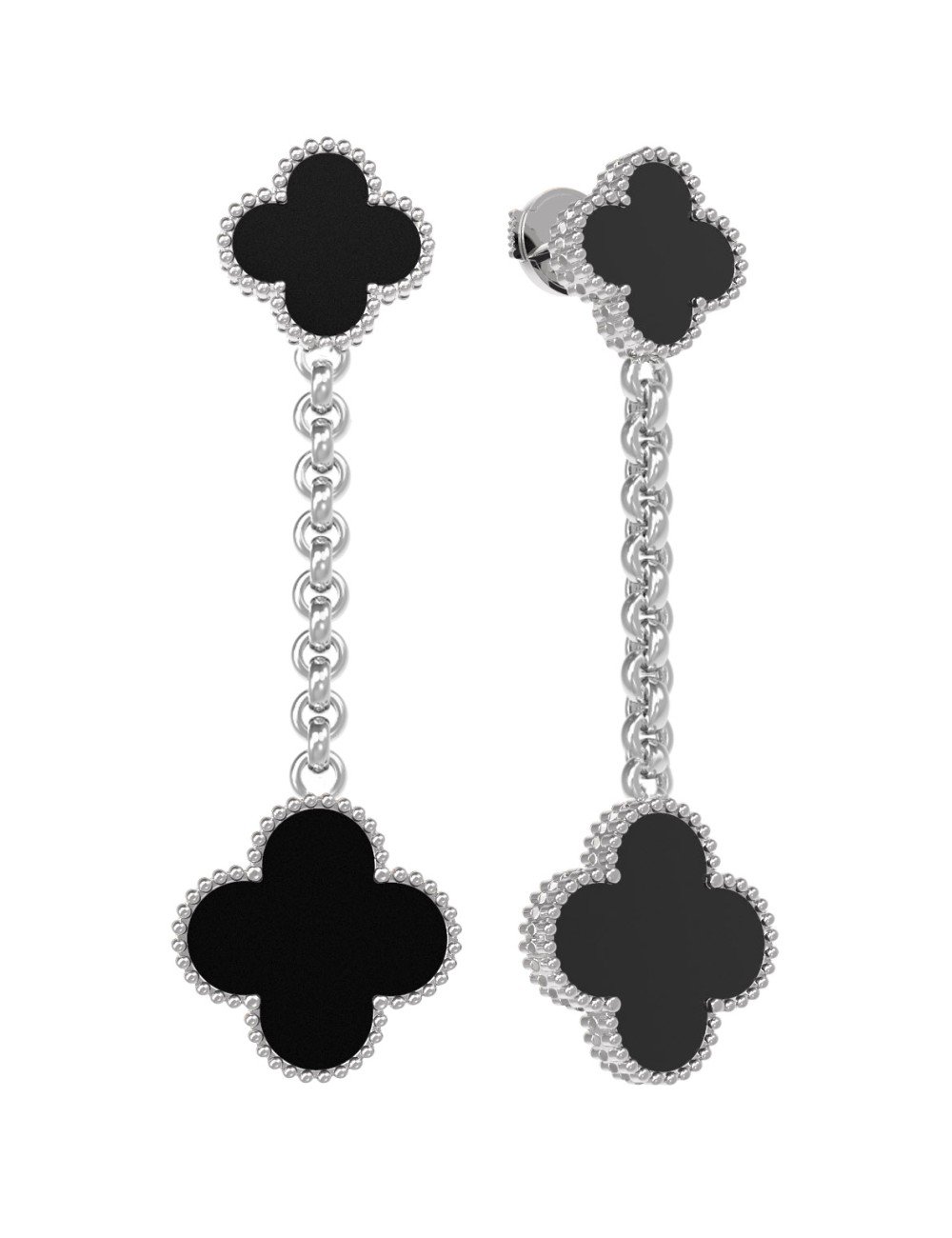 Серьги из белого золота c ониксом