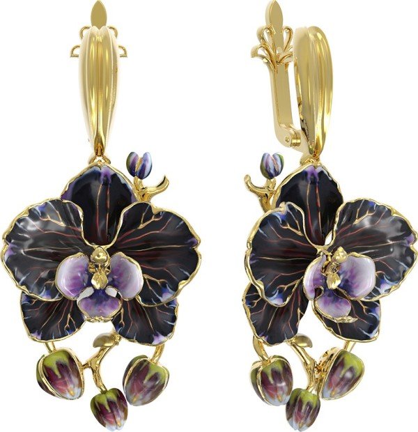 Серьги из лимонного золота c эмалью