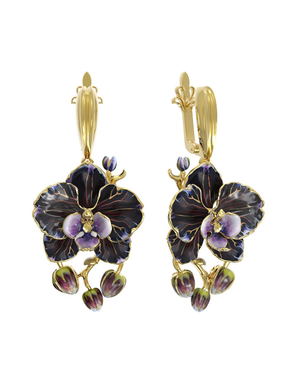 Серьги из лимонного золота c эмалью