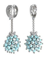 Серьги из белого золота c эмалью и бирюзой