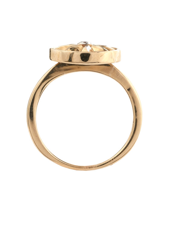 Кольцо из красного золота 585 пробы c бриллиантами и перламутром