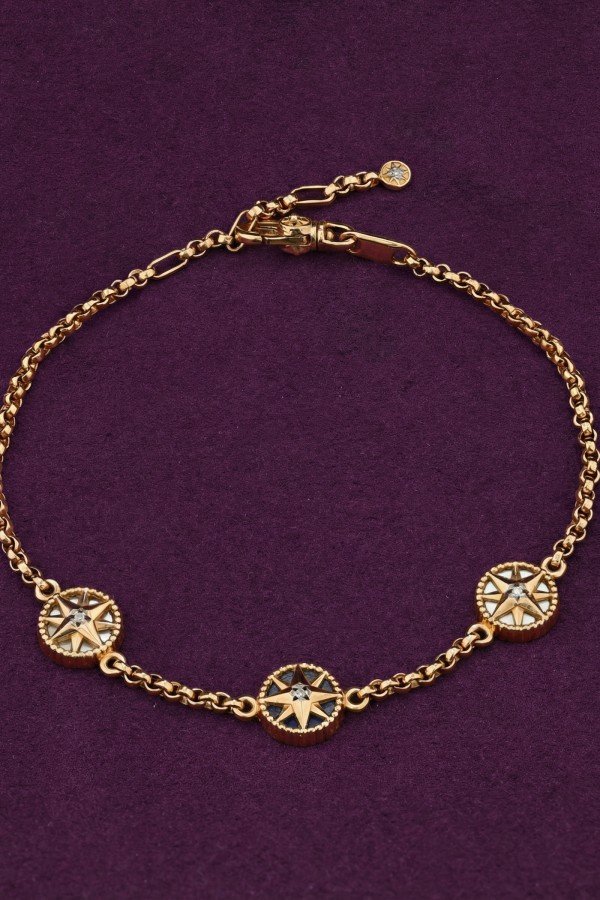 Браслет из золота c бриллиантами, лазуритом и перламутром