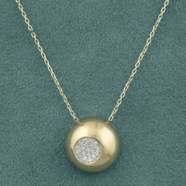 Колье из лимонного золота 585 пробы c бриллиантами