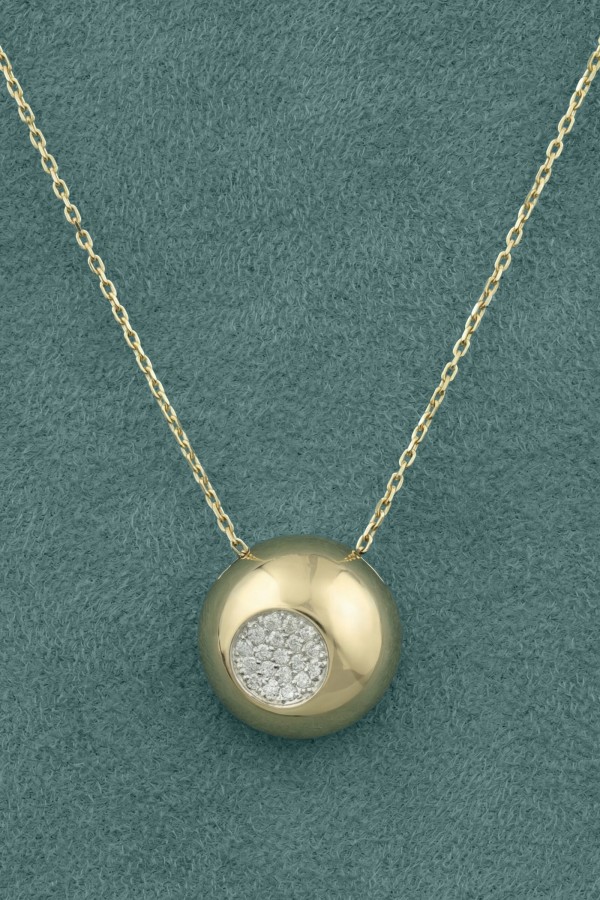 Колье из лимонного золота 585 пробы c бриллиантами