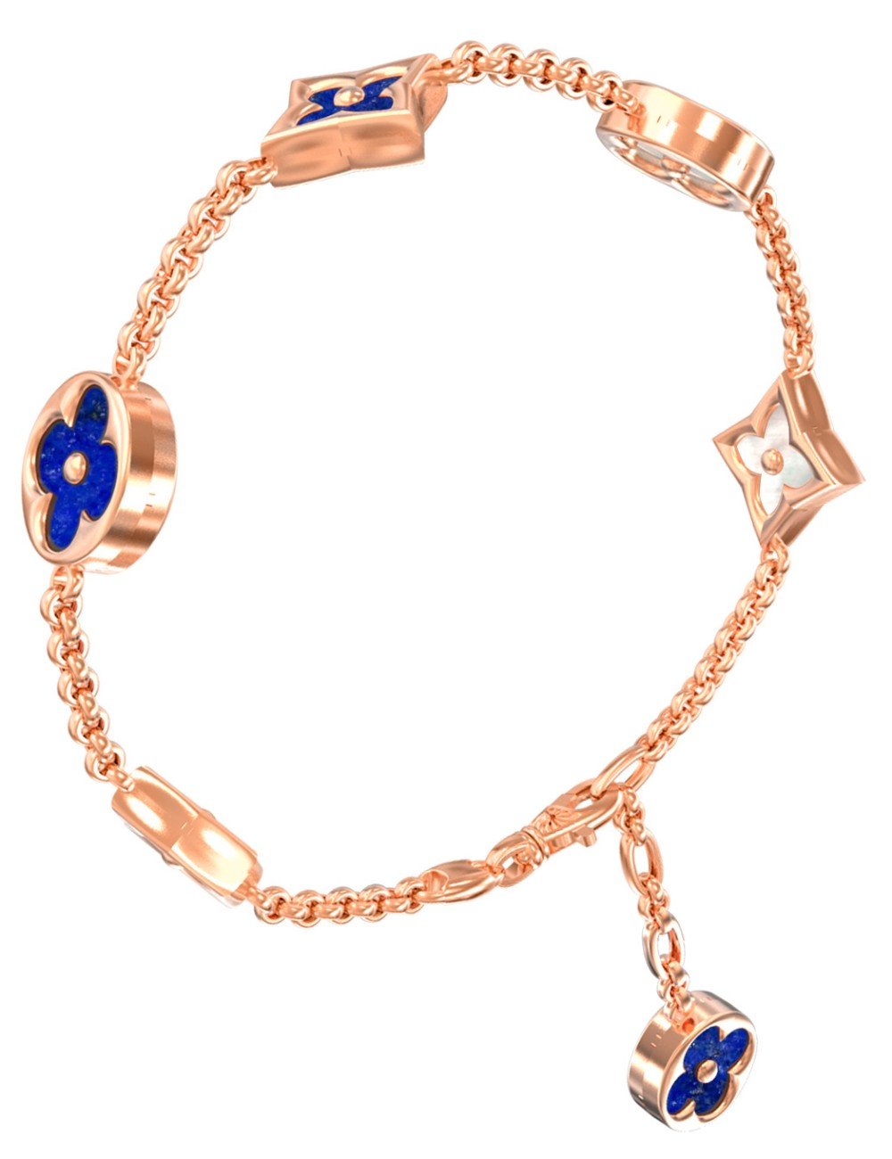 Браслет из золота c лазуритом и перламутром