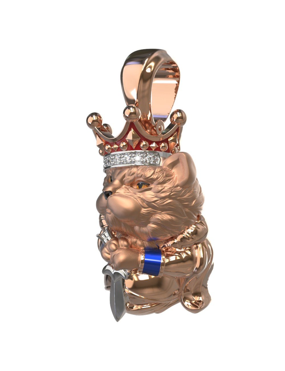 Подвеска из золота c эмалью, бриллиантами и рубином