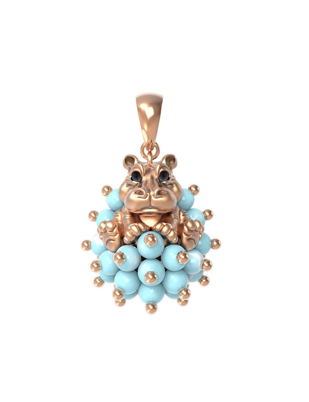 Подвеска из золота c эмалью и бирюзой