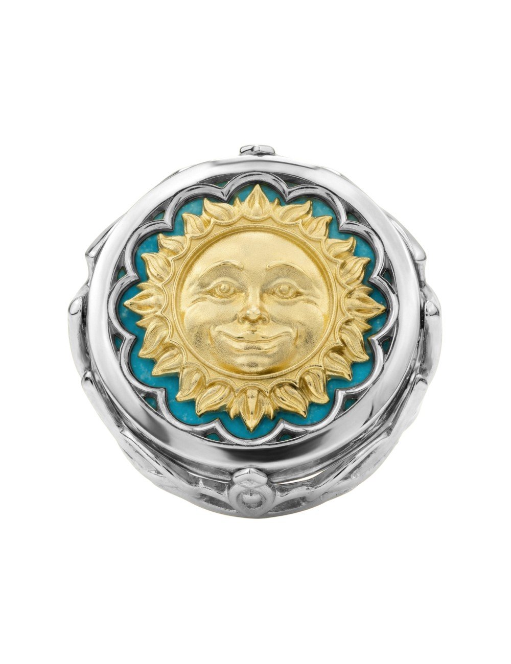 Кольцо из белого золота c бирюзой и лазуритом