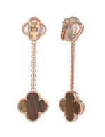 Серьги из золота c тигровым глазом и перламутром