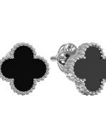 Серьги из белого золота c ониксом