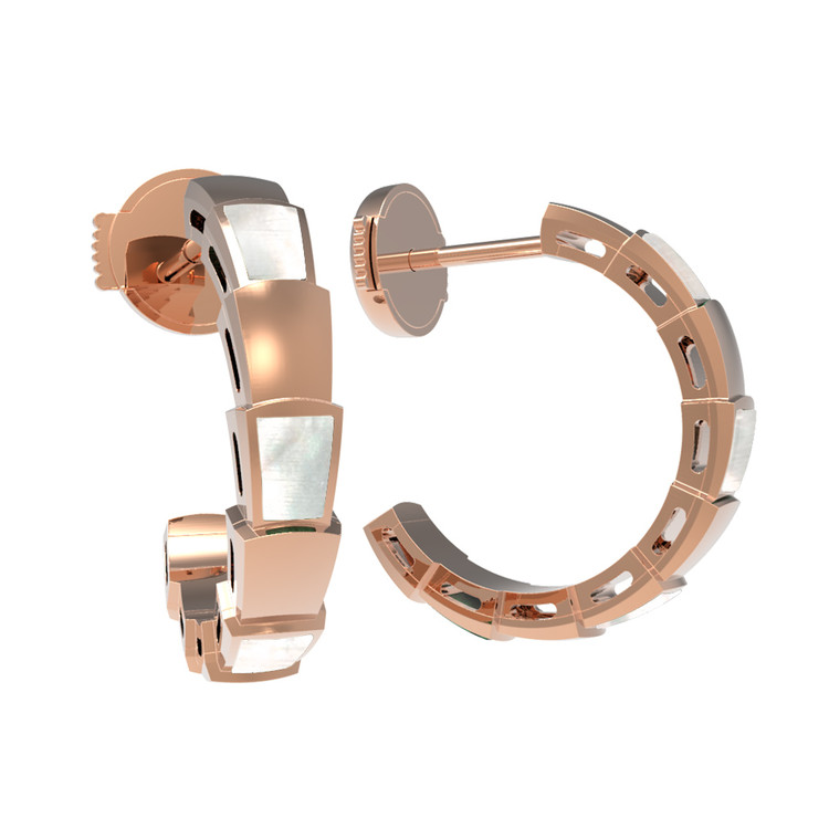 Серьги из красного золота 585 пробы c перламутром