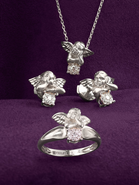 Серьги из белого золота 585 пробы c бриллиантами