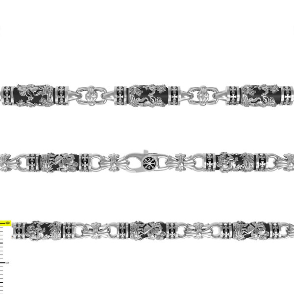 Цепь из белого золота 585 пробы c эбеновым деревом