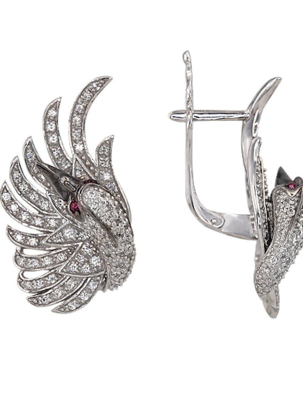 Серьги из белого золота c фианитом